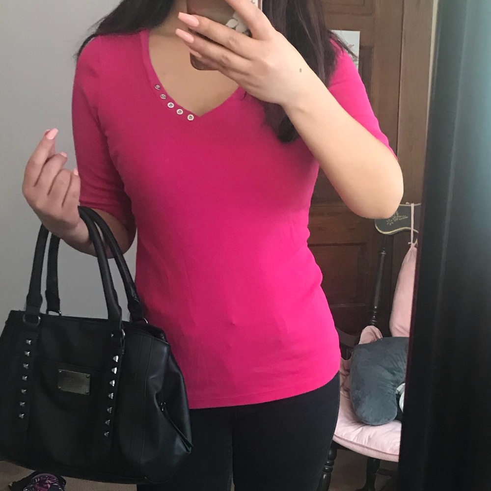 Karen Scott dark pink shirt